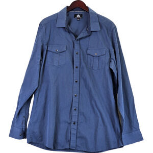 Rock & Republic Men's Shirt Long Sleeve Button Up 100% Cotton Textured Stripe XL
